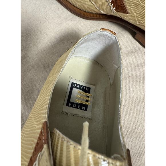 David Eden Shoes Mens Size 9 Tan Brown Genuine Lizard Crocodile Handmade Oxford main image 9
